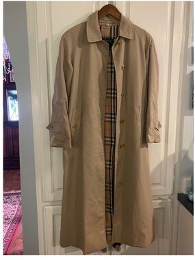Vintage Burberrys Trench Coat Tan Beige Nova Check Lining Women Long Belted